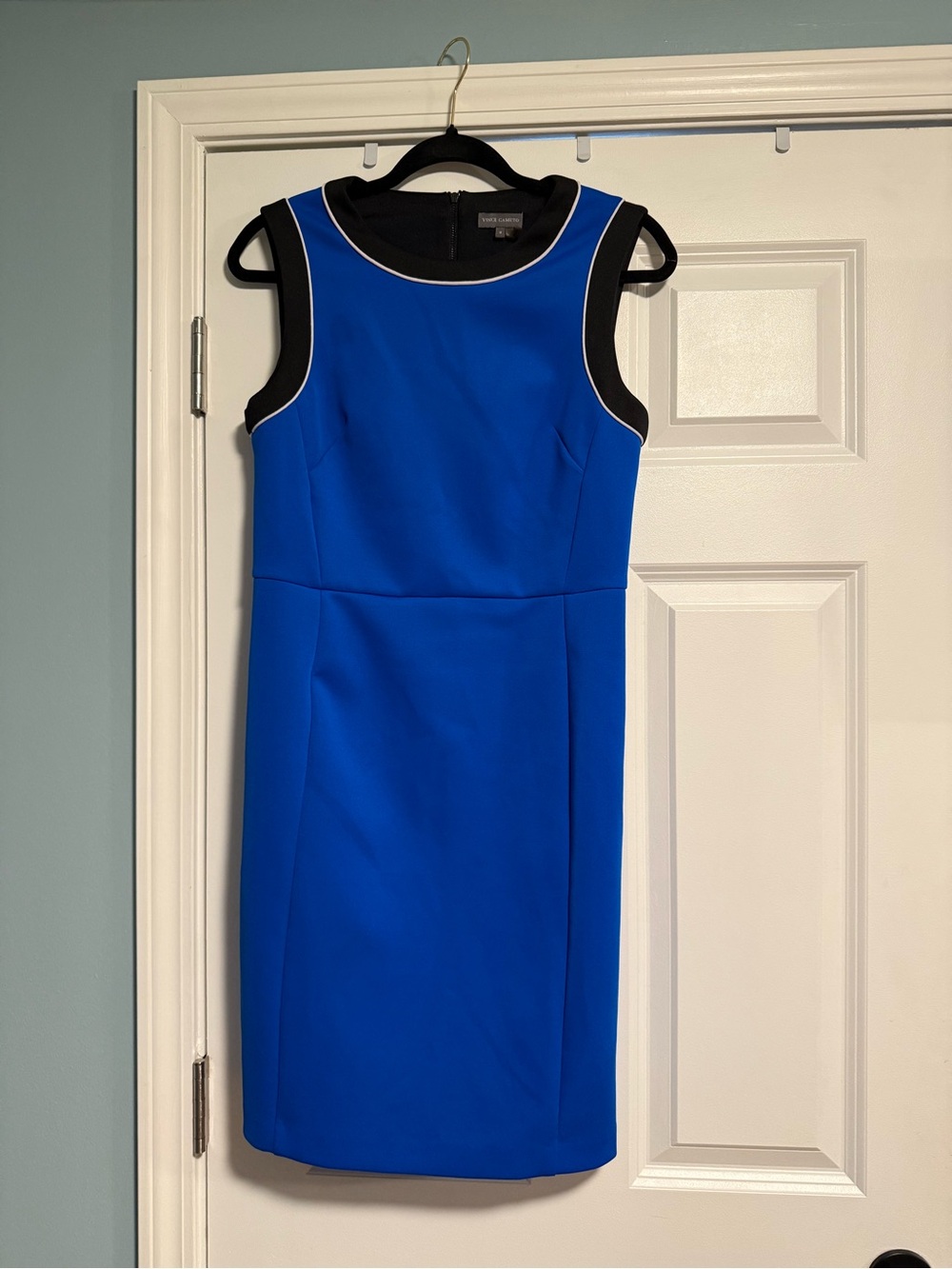 Vince Camuto Royal Blue Sheath Dress with Black Trim